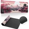 Treer Durevole Stile Giapponese Tappetino Mouse XXL/XL/L Gaming con Base Gomma Antiscivolo e Bordi Cuciti, Tappetino per Ufficio e Casa (Rosa Chiaro,600x300mm)
