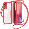 FERLAN Cover per Xiaomi 12T/12T Pro/Redmi K50 Ultra con Cordino, 360 Gradi Antiurto Custodia con Protezione Schermo Integrata Trasparente Rugged Bumper Doppia Protettiva Cover per Xiaomi 12T/12T Pro-Rosso