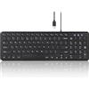 Perixx PERIBOARD-213C Tastiera a forbice USB-C silenziosa cablata - 14.45x4.76x0.71 pollici Design compatto con numero Pad - Nero - US English