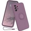 nulala Custodia compatibile con Samsung Galaxy S21, custodia originale in silicone liquido magnetico con supporto ad anello, copertura protettiva antiurto militare per Samsung Galaxy S21 Viola