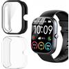 Blueshaweu Custodia per smartwatch T60 1,91, flessibile TPU protezione completa con pellicola protettiva antigraffio Custodia compatibile con uaue/Dyurwa/‎CASCHO/Matast T60. (Nero+Trasparente)