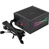 Aerocool LUXPRORGB650M, alimentatore semi-modulare RGB 650 W, 80 Plus Bronze +88%, condensatori giapponesi, ventilatore FDB 14 cm con tecnologia APFC, compatibile ARGB, 5 anni di garanzia, nero
