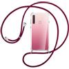SIMao Cover Collana per Cellulare Compatibile con Samsung Galaxy A9 2018 Custodia Trasparente Silicone con Cordino Necklace Case Antiurto Protettivo Cover Custodia da Collo Custodia con Cordino, Cremisi