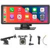 VIGORTHRIVE Autoradio portatile con Wireless CarPlay e Android Auto, lettore multimediale touchscreen HD IPS da 9,3 con supporto per telecamera di backup a 12 LED Trasmettitore FM MirrorLink Bluetooth
