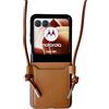 Cmeilau Custodia per carta in pelle con cordino a tracolla per Motorola Razr 50 Ultra, con custodia proteggi schermo in vetro temperato per piccolo schermo (For Motorola Razr 50)