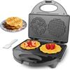 FineMade Pizzelle Maker con rivestimento antiaderente, pressa elettrica per biscotti con motivo fiocco di neve, fai due biscotti italiani tradizionali da 4 pollici alla volta, ricetta inclusa