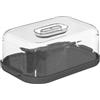 5 five simply smart 5five - Scatola per formaggio Fresh Eat grigia 28,7 x 19 x 10,7 cm, vassoio scanalato, coperchio a clip - Per conservare e servire
