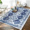 KeletiRug makeups1 Antiscivolo Lavabile Tappeti, Azzurro etnico， Tappeto Salotto Grande Tappeto Cotone, Tappeto Tappeti Interno esterno, 70 x 140 cm