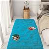 GOUTUI Tappeto Salotto Peluche Lavabile 65 x 150 cm Soffice Antiscivolo Peloso Tappeti Moderni Soggiorno Aspetto Pelliccia Super Morbida Adatto per Soggiorno Camera da Letto e Cameretta, Blu
