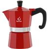 FOREVER Caffettiera Moka Alluminio, Miss Moka Prestige 'La Rossa', Caffettiera Moka per Casa, Caffettiera Portatile per Viaggio, inclusa Guarnizione in Silicone (3 Tazze)