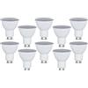 LEDLUX Lampada Led GU10 5W 220V 400 Lumen, Angolo 110 Gradi,Diffusore Opale (10 Pezzi, Bianco Caldo 3000k)