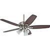 HUNTER FAN Ventilatore da Soffitto Builder Plus 132 cm per Interni, con Luce e Catenella, Nichel Spazzolato, 5 Pale in Ciliegio Brasiliano, Ideale per l'Estate e l'Inverno, Modello 50561