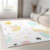 Generico Bianco Tappeti Soffici Nuvole dei cartoni animati Arcobaleno 120x170 cm Tappeti per Soggiorno Camera da Letto Tappeto Morbido Antiscivolo per Camere da Letto Moderne