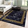 Mazovia Tappeto Salotto Moderno - Tapeto Stampato a Pelo Corto - Morbido Tappeto Camera da Letto - Antiscivolo Tapeto TOSCANA - Tappeto Salotto Motivo Marmo Astratto - Nero Oro 160x230cm