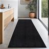 the carpet Relax Tappeto moderno a pelo corto, soggiorno, fondo antiscivolo, lavabile fino a 30 gradi, morbidissimo, aspetto pelliccia, Nero, 80 x 300 cm