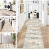 ZUZEKU Tappeto passatoia da cucina, lavabile, antiscivolo, 90 x 350 cm, vintage, grigio, giallo, marrone, lungo, per corridoio, soggiorno, camera da letto, venduto al metro, personalizzabile, 90 x 350