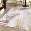 Mazovia Tappeto Salotto Moderno Pelo Corto - Tappeti Soggiorno Turchi Originali - Tappeti Camera da Letto - Tappeti Salotto Grandi Dimensioni - Motivo Astratto - Beige Crema e Oro 80x150 cm