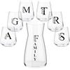 Generico Family Set Caraffa e 6 Bicchieri Personalizzati con Iniziali Nomi Adatti ad Acqua Vino Birra Tutte le Bevande Idea Regalo Casa Cena Pranzo Feste Famiglia Natale Compleanno Decorazioni