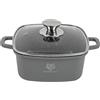 KARL HAUSMANN Pentola Quadrata 20 cm 2,3L con Coperchio - Casseruola Induzione Antiaderente COOKMARK MARBLE, Tegame in Alluminio Pressofuso per Carne, Brasati e Forno, Gas, Elettrico
