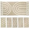 Olivo Tappeti OLIVO.shop Tappeto Bagno in Cotone, Tappeti Bagno Moderni, Lavabile, Tappeto in Cotone, Tappeto Multiuso, Cucina, Ingresso vari disegni e misure Beige CORSICA (60x110 cm, Chic)