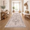 Paco Home Tappeto Corridoio Vintage Pelo Corto Stile Boho Lavabile Antiscivolo Facile Da Pulire Design Retro Moderno, Colore:Beige 3, Dimensione:80x150 cm