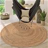 Paco Home Tappeto Salotto Rotondo Iuta Motivo Boho Etnico Moderno Fatto A Mano Naturale, Dimensione:Ø 160 cm tondo, Colore:Natura 3