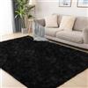ANJIAJIE Tappeto Salotto Moderno Avanzato 260 x 290 cm Morbido Soffice Antiscivolo Tappeto Peloso Soggiorno Salotto per Sala da Pranzo, Cucina, Ufficio, Nero