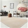 the carpet Relax Tappeto moderno a pelo corto, soggiorno, fondo antiscivolo, lavabile fino a 30 gradi, morbidissimo, aspetto pelliccia, Beige, 200 x 280 cm