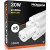 Eurocali 6x Tubi LED 150cm G13 T8 20W 2100 lumen - Luce Bianco Caldo 3000K - Fascio Luminoso 160° - Sostituzione Neon