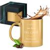 Maverton Tazza da caffè latte o tè in ceramica, Tazze con manico | Per macchiatone da 330 ml per Lui, Incisione personalizzata, Bicchiere per bevande per compleanno uomo, Oro, aromatico