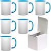 AL PRODUCTION Set Tazze per Sublimazione in Ceramica Bianca 330ml - Tazza Mug di Categoria AAA inclusa di Scatola per Gadget e Personalizzazioni - Made in Italy (Celeste, 6 Unità)