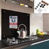 Melko®, parete da cucina in vetro, paraschizzi per piano cottura, vetro di sicurezza ESG da 6 mm, lasta in vetro conmateriale di fissaggio, Nero , 90 x 50 cm