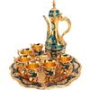 Cyrank Set Teiera Vintage, Caffettiera Turca Vintage con Tazze da Caffè Set da Tè Turco in Metallo con 6 Tazze Kit Vaso da Vino Europeo Set Servizio da Tè Kit Vaso da Vino Russo in Metallo Per Matrimonio(UN)
