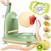 Generic Sbucciapelle, cavolo e affetta mele a manovella, con ventosa, antiscivolo, lame in acciaio inox, sbuccia, anima e taglia in pochi secondi per la cucina di casa (verde - 1, taglia mele 12 fette)
