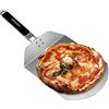 BAKAJI Pala per Pizza con Manico Pieghevole, Paletta Acciaio Inox per Pizze, Dolci, Torte, Resistente alle Alte Temperature, Dimensioni 24x24cm, Spatola Impugnatura Antiscivolo Salvaspazio Ergonomica