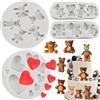 Sijiangmold Set di 4 stampi in silicone a forma di orso, per San Valentino, cioccolato, fondente, cupcake, decorazione torte, caramelle, argilla polimerica