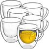 KADAX Set di 6 Cadax a Doppia Tazza di Vetro meritata, 250 ml, Bicchiere con Ampia Presa, Bicchiere da Bere per Succo, tè, caffè, Cappuccino, Acqua, tè Freddo, Ghiaccio, Vetro Universale, Bicchiere