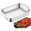 Teksome Piastra piatta in acciaio inox | Padella rettangolare per pesce con coperchi, vassoio in metallo per frutti di mare, vassoi per barbecue con manici, padella per grigliare per cene in famiglia,