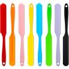 Binxus 8 spatole in silicone per barattoli, mini raschietti in silicone, con manico lungo, resistenti al calore, antiaderenti, da cucina, per vasetti, frullatori, mescolare (colorati)