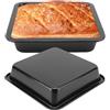 Tissting 2 Pezzi Stampo Plumcake, Teglia da Forno Antiaderente 22,5 x 22,5 x 4,6cm Quadrata Profonda Teglia da Forno Acciaio al Carbonio per Biscotti Pane, Facile da Pulire, Nero