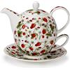 Dunoon Mugs Dunoon Tea for One Set Dovedale Strawberries - Bone China, Servizio da tè, Teaware, 0,5 L