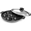 D&Y Pentole antiaderenti in alluminio per fornello a gas compatibile con Appam Patra Paniyarakkal Appam Pan Appa Chetty Paniyaram Pan con coperchio Pancake Pop Maker Takoyaki Pan - 7 fossette
