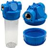 KNM TRADE Filtro Acqua 10 Pollici Collegamento Domestico 1 - Filtro Per Casa In Plastica Con Sistema Di Spurgo - Prefiltro Anticalcare, Uso Domestico E Industriale - Altezza 310 mm, Ø 130 mm