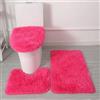 Generico Set di Tappeti da Bagno 3 Pezzi in Microfibra Morbida - Antiscivolo, Assorbente, Lavabile in Lavatrice, Tappetino Shaggy, Contorno WC e Copriasse (rosa rosso)