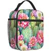 Mexpekil Borsa termica per il pranzo per bambini, ragazzi e ragazze, con fiori di cactus, riutilizzabile, termica, a tenuta stagna, per scuola, lavoro, ufficio, campeggio