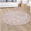 Paco Home Tappeto Salotto Pelo Lungo Rotondo Shaggy Moderno Pelo Lungo Finta Pelliccia Morbido Monocolore, Dimensione:Ø 120 cm tondo, Colore:Crema