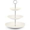 H&H Alzata 3 Piani in New Bone China Forma Coupe Avorio - Diametri 27, 21, 19 cm - Manico Cromato - Elegante Espositore per Dolci e Finger Food