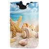 Kcldeci Cesto portabiancheria a forma di stella marina e conchiglie sulla spiaggia con cielo blu e secchio pieghevole per vestiti sporchi, organizer per giocattoli per dormitori, cameretta dei bambini, bagno