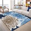 Rururug Tappeto Pelo Corto Antiscivolo Lavabile Corridoio Entrata Ingresso Camera da letto Salotto, Sala de Pranzo, Facile da Pulire,Pianta a fiore grande blu-marrone 60 x 120 cm