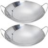 MAGICLULU Set 2 Pezzi Wock Padella in Acciaio Inox Doppio Manico, Pentole da Cucina Resistenti Riscaldamento Rapido per Piccoli Pasti e Hot Pot